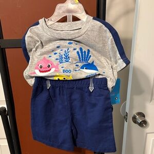 Pinkfong Kids' Shark Graphic Matching Set - Heather Gray & Navy